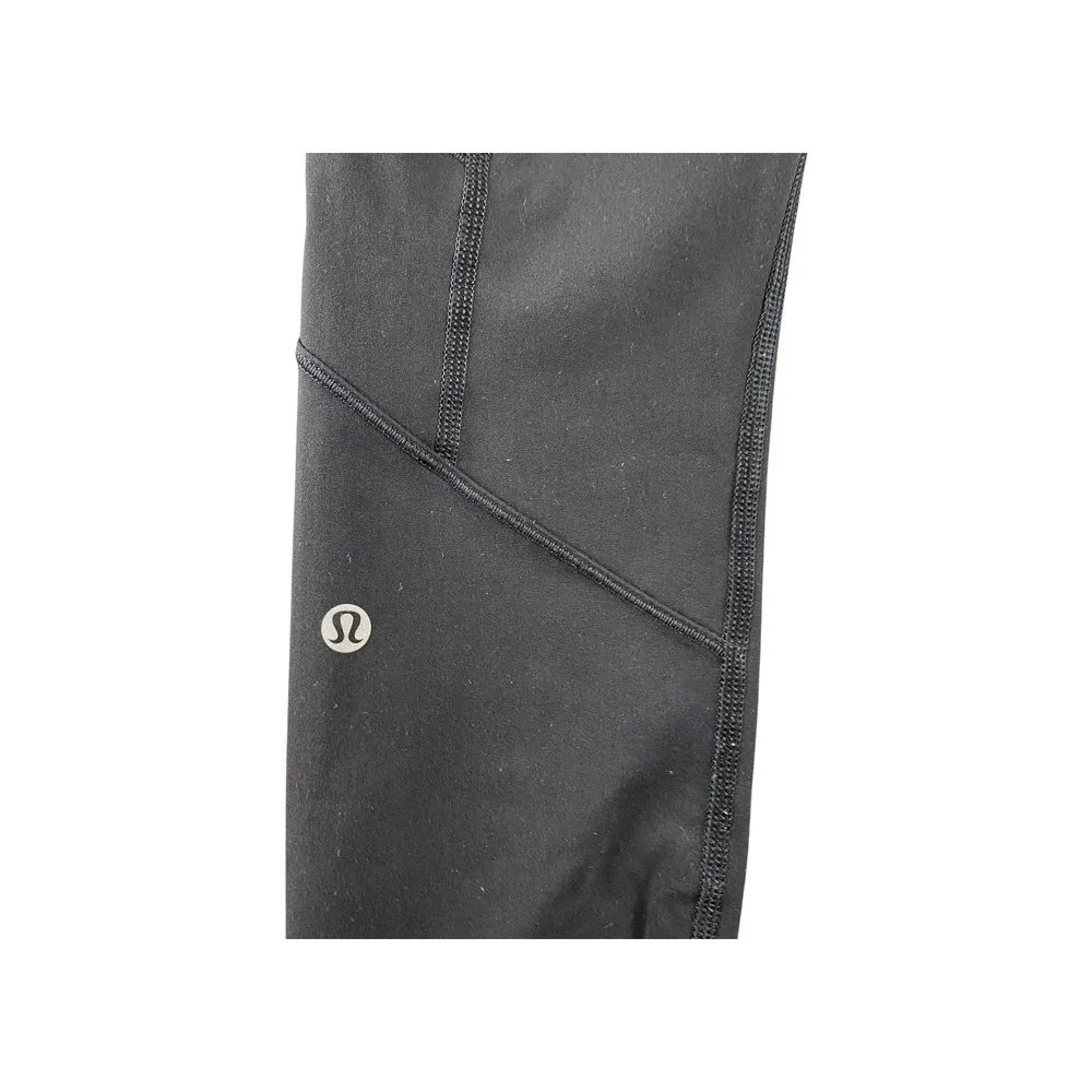 Lululemon Align High Waist Leggings‎ Black Textured Waist Zip Pocket Size 4